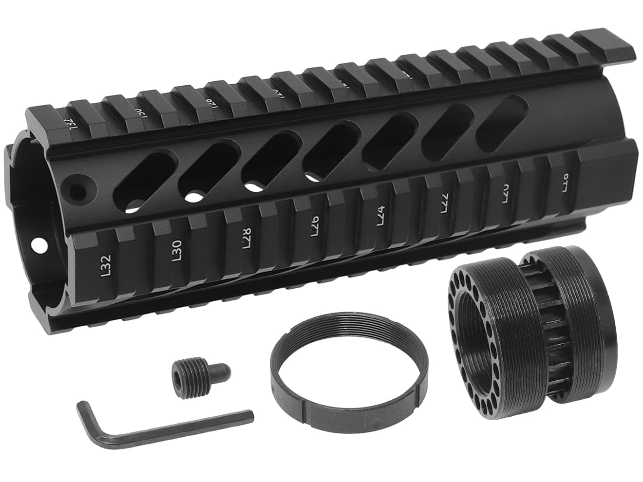 MILITARY BASE ASタイプ フリーフロート クアッドレール for マルイ / KSC M4シリーズ [サイズ：4inch / 7inch / 10inch / 12inch]