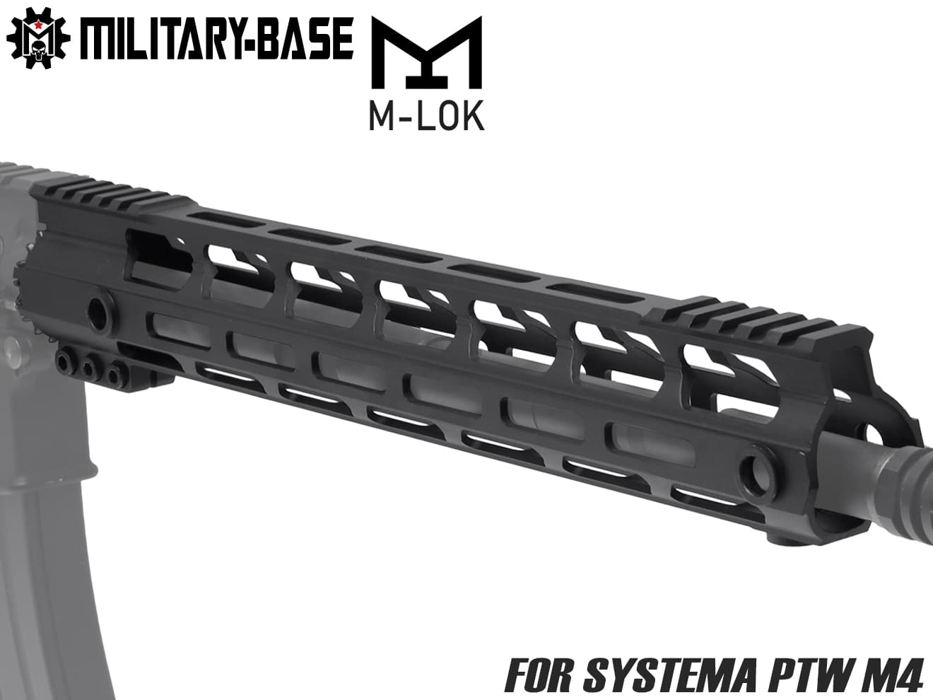 MILITARY BASE Mスタイル M-LOK ウルトラライトレール for PTW [サイズ：4inch / 7inch / 9inch / 10inch / 12inch / 13.5inch / 15inch]