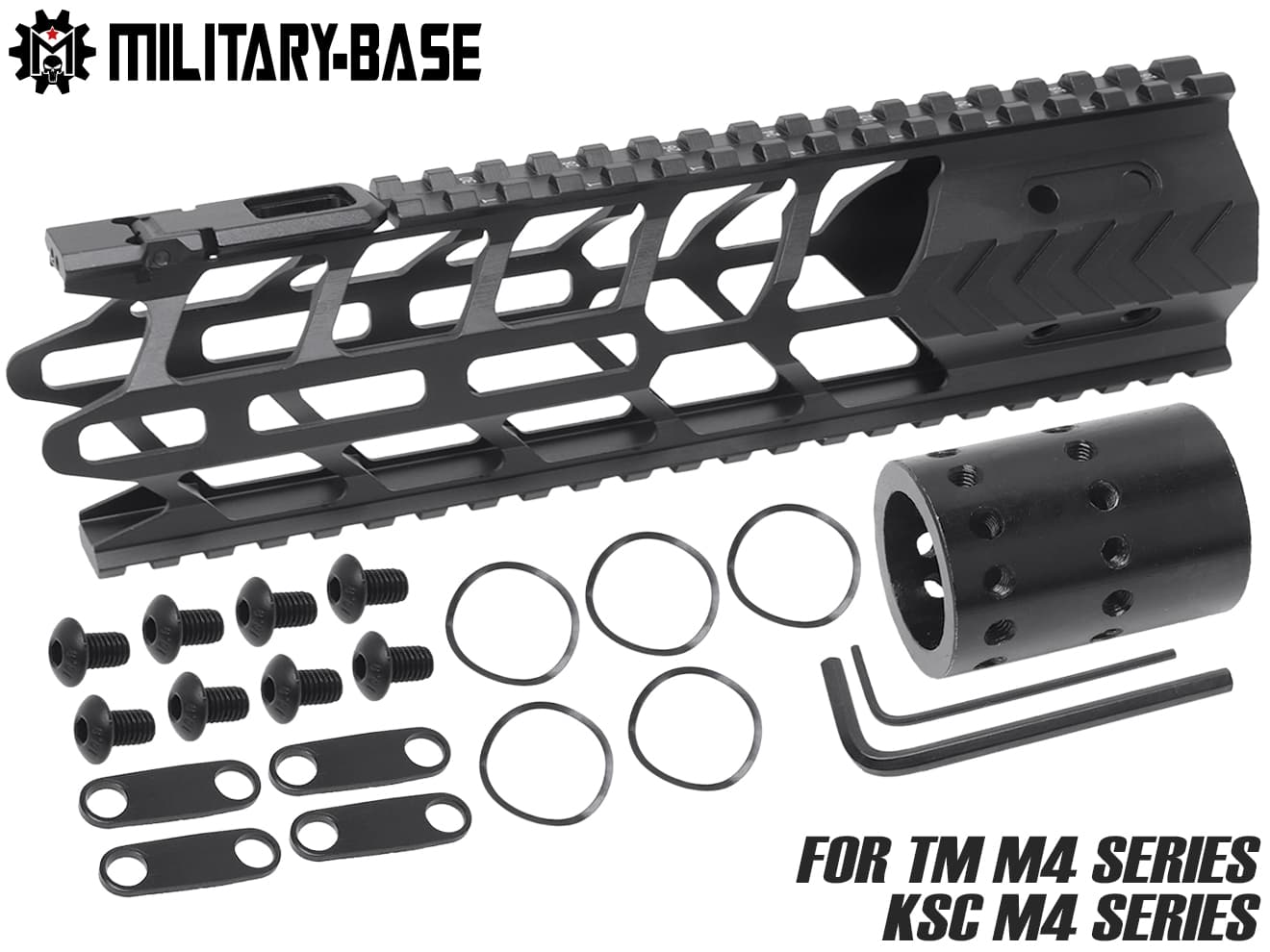 MILITARY BASE LTスタイル M-LOK フィッシュボーンレール w /  IFS for マルイ / KSC M4シリーズ [サイズ：7inch / 9inch / 12inch]