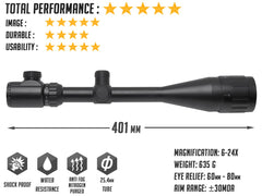 MILITARY BASE 6-24×50MD+AO+EG イルミネーション ライフルスコープ 1インチボディ