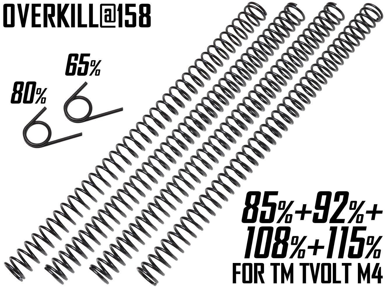 OVERKILL チューニング ピストンスプリング[東京マルイ EVOLT M4用] [レート：85％ / 92％ / 108％ / 115％ / Downレート2種 / Uｐレート2種 / 4レート+ライトトリガーSP]