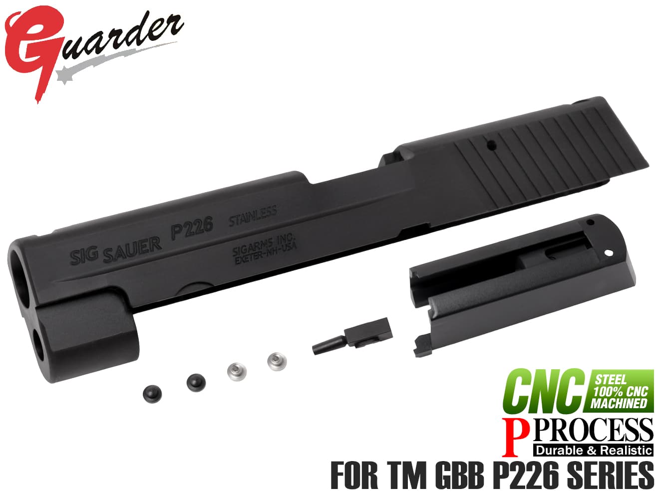 GUARDER スチールCNCスライド Early Version Marking for マルイ P226/E2用 ブラック