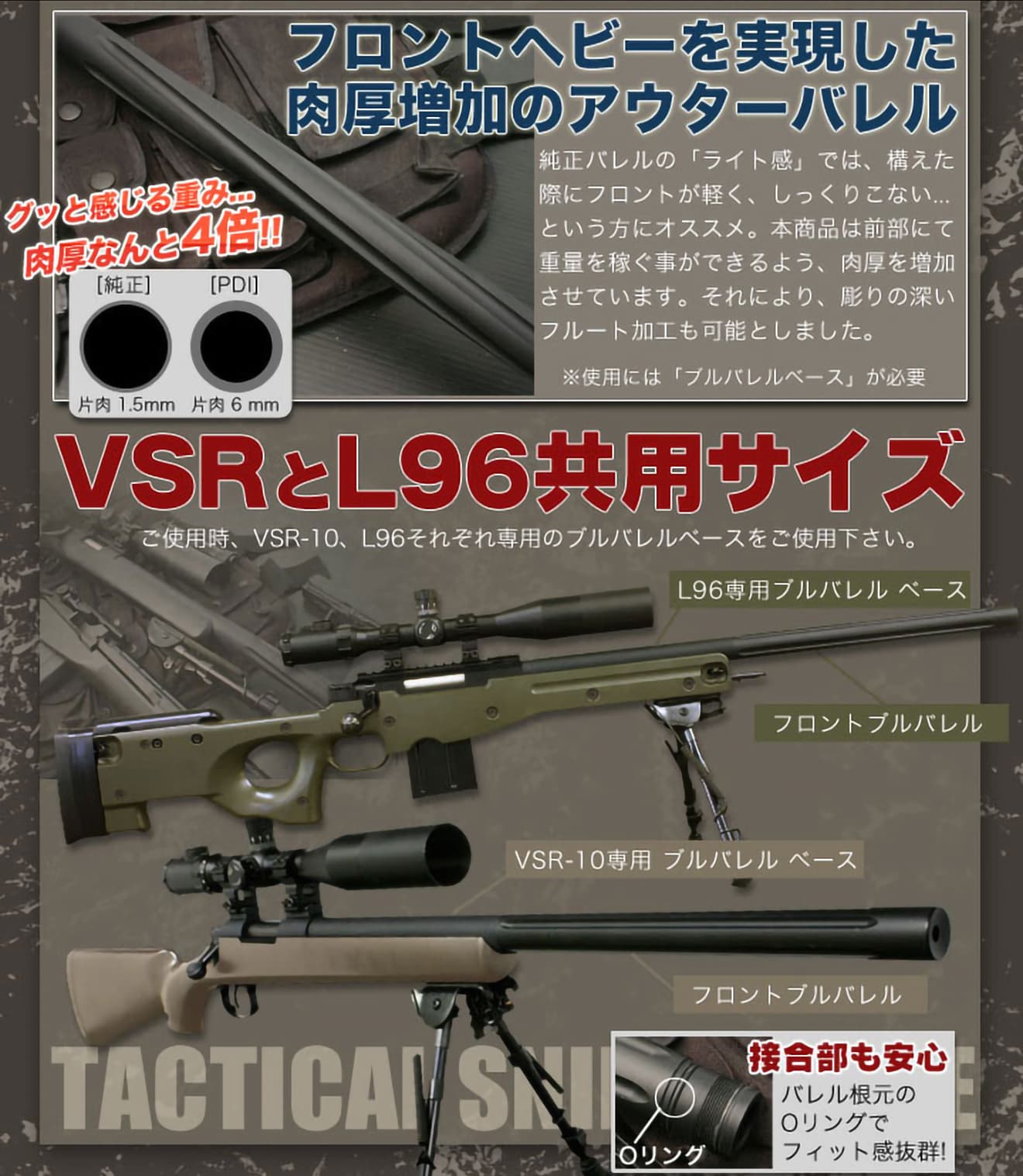 PDI フロントブルバレル 東京マルイ VSR-10用 [長さ：タイプG / タイプP / タイプL] | ミリタリーベース – ミリタリーベース -  MILITARY BASE -