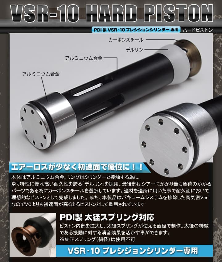 PDI 高精度ピストン VSR-10 Precisionシリンダー用  [仕様：バキューム / ハード]