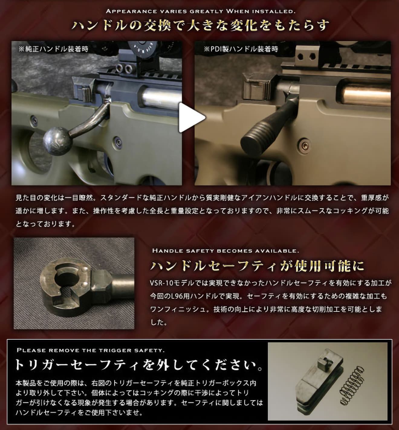 PDI 東京マルイ L96用 鋼鉄ボルトハンドル | ミリタリーベース