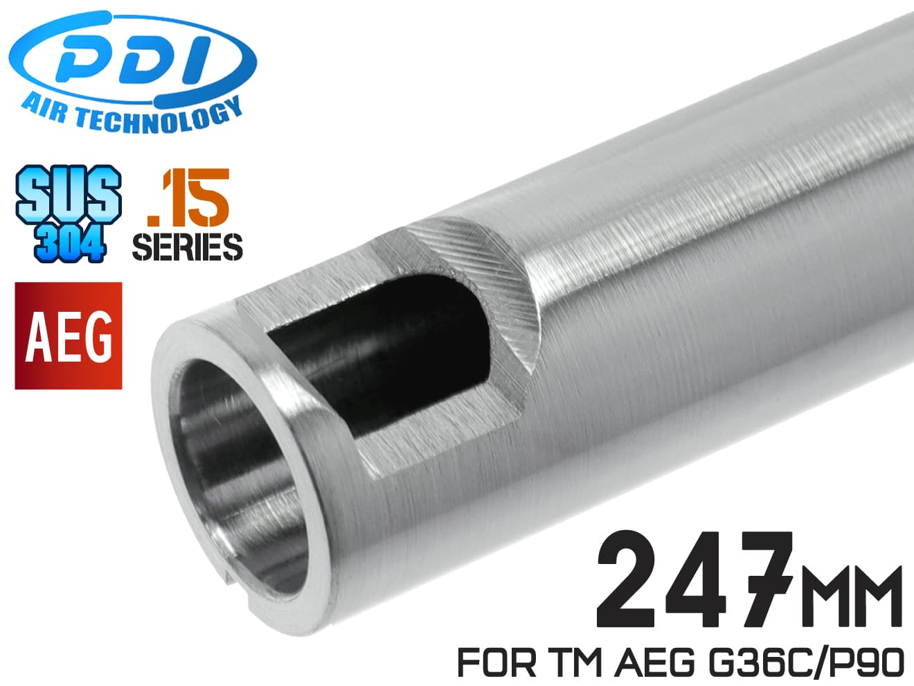 PDI .15シリーズ AEG 超精密 ステンレスインナーバレル(6.15±0.002) [長さ： 141mm /  187mm / 208mm / 229mm / 247mm / 275mm / 303mm ]