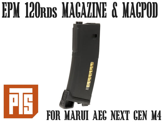 PTS EPM 120Rds マガジン + MAGPOD For 次世代 M4 [カラー：BK / DE]