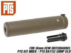 PTS Mk18SD Mock サプレッサー ｗ/ 51T スチールフラッシュハイダー 14CCW [カラー：BK / DE]