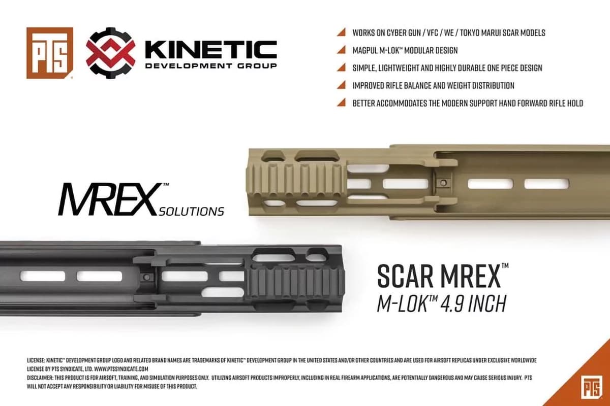 【正規品】PTS Kinetic SCAR MREX M-Lok 4.9インチ エクステンションレール [カラー：ブラック / DE]