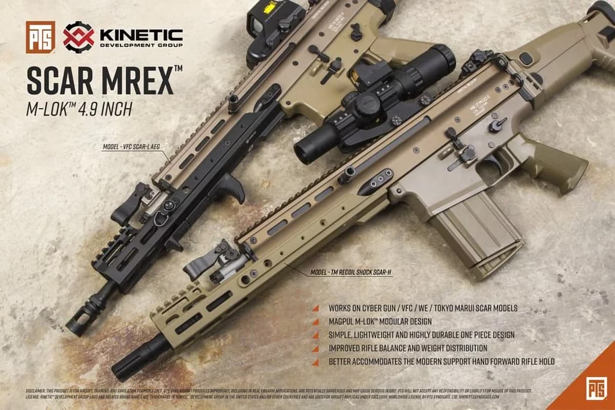 【正規品】PTS Kinetic SCAR MREX M-Lok 4.9インチ エクステンションレール [カラー：ブラック / DE]