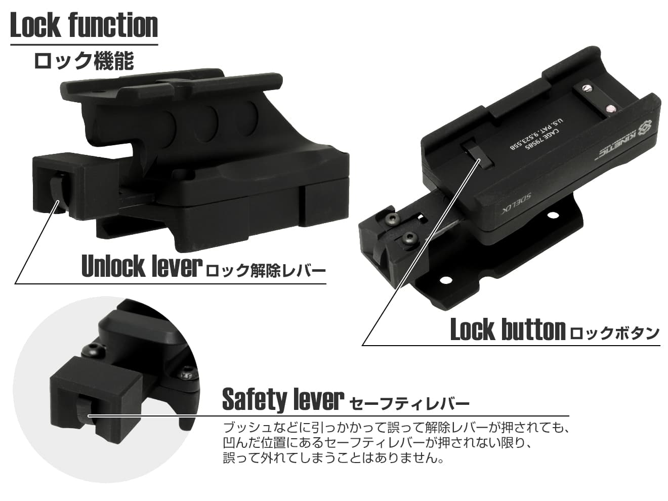 PTS-KN0005　PTS Kinetic SIDELOK Aimpoint Micro T1/T2 QDマウント Lower 1/3 Co-Witness
