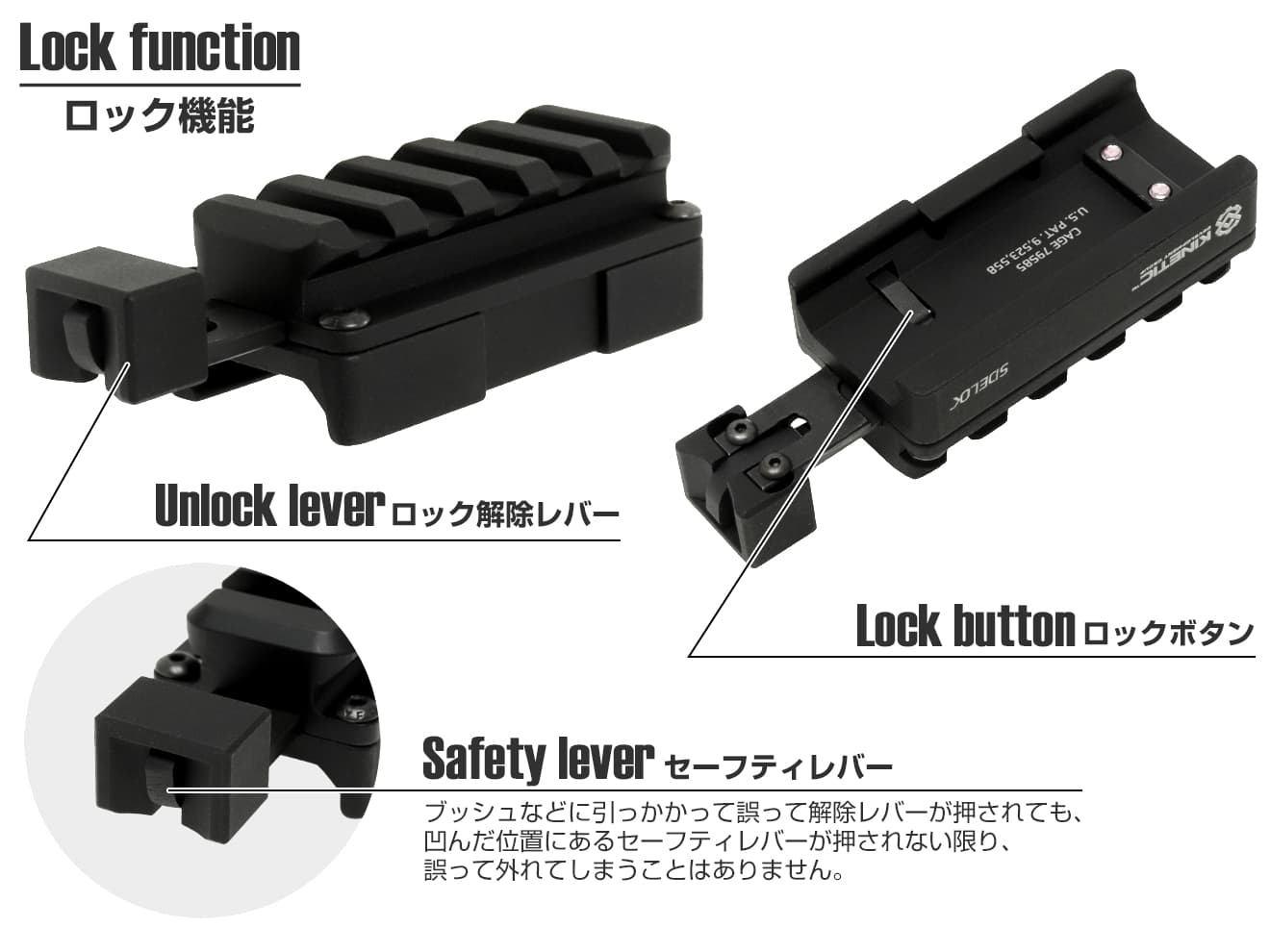 【正規品】PTS Kinetic SIDELOK ユニバーサル スコープライザー [スロット：8スロット / 5スロット]