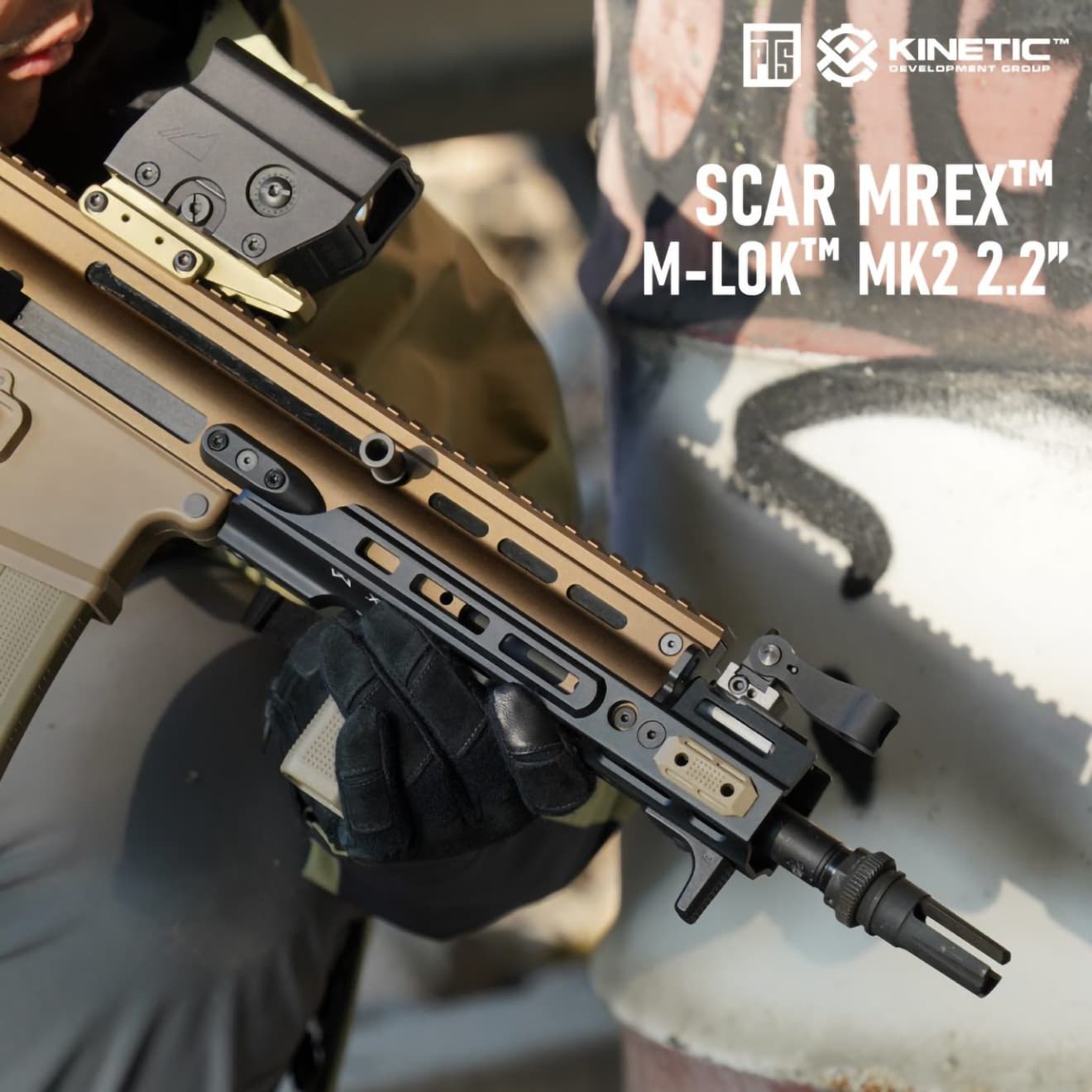 PTS Kinetic SCAR MREX M-Lok Mk.2 エクステンションレール [カラー・サイズ：BK・4.25インチ / DE・4.25インチ / BK・2.2インチ / DE・2.2インチ]
