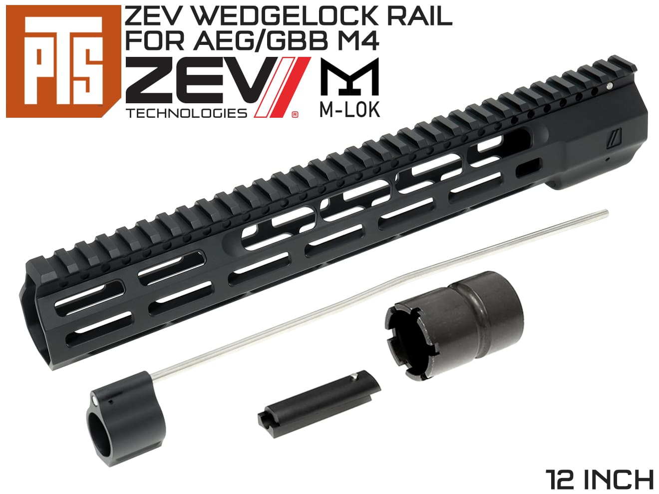 【正規品】PTS ZEV WedgeLock M-LOK レールハンドガード [サイズ：9.5インチ / 12インチ / 14インチ]