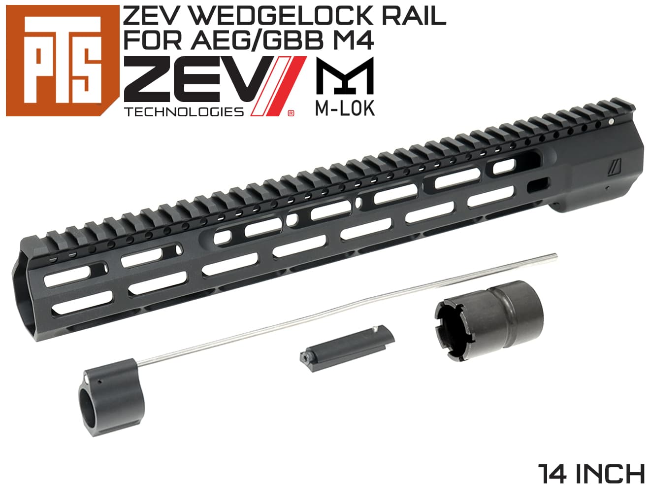【正規品】PTS ZEV WedgeLock M-LOK レールハンドガード [サイズ：9.5インチ / 12インチ / 14インチ]