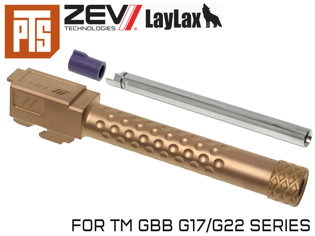 【正規品】PTS ZEV ステンレススレッドバレル & Laylax パワーバレル コンボセット G17 [カラー：ブラック / シルバー / ブロンズ]