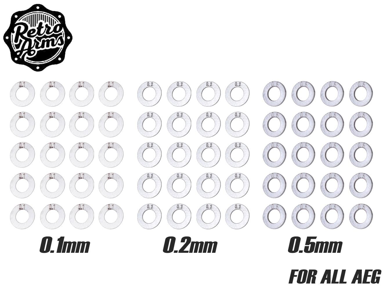 RETRO ARMS INOX シムセット Φ3mm用(0.1*20/0.2*20/0.5*20)