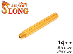 SLONG AIRSOFT 116mm アウターバレルエクステンション ストライプ 14mm逆ネジ [カラー：ブラック / オレンジ / ゴールド]