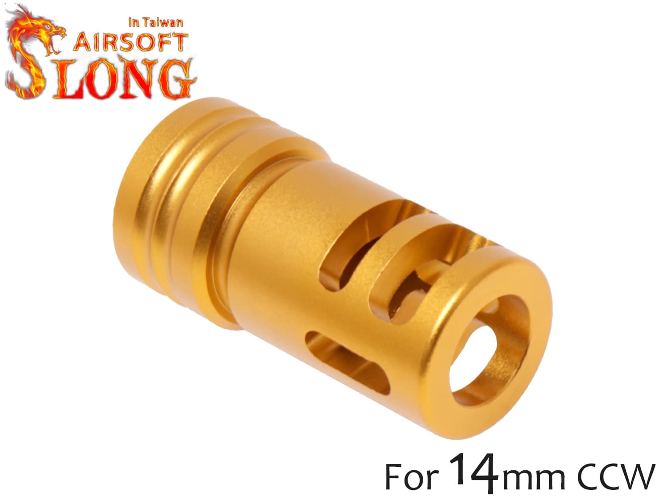 SLONG AIRSOFT フラッシュハイダー E 14mm逆ネジ [カラー：ブラック / オレンジ / ゴールド]