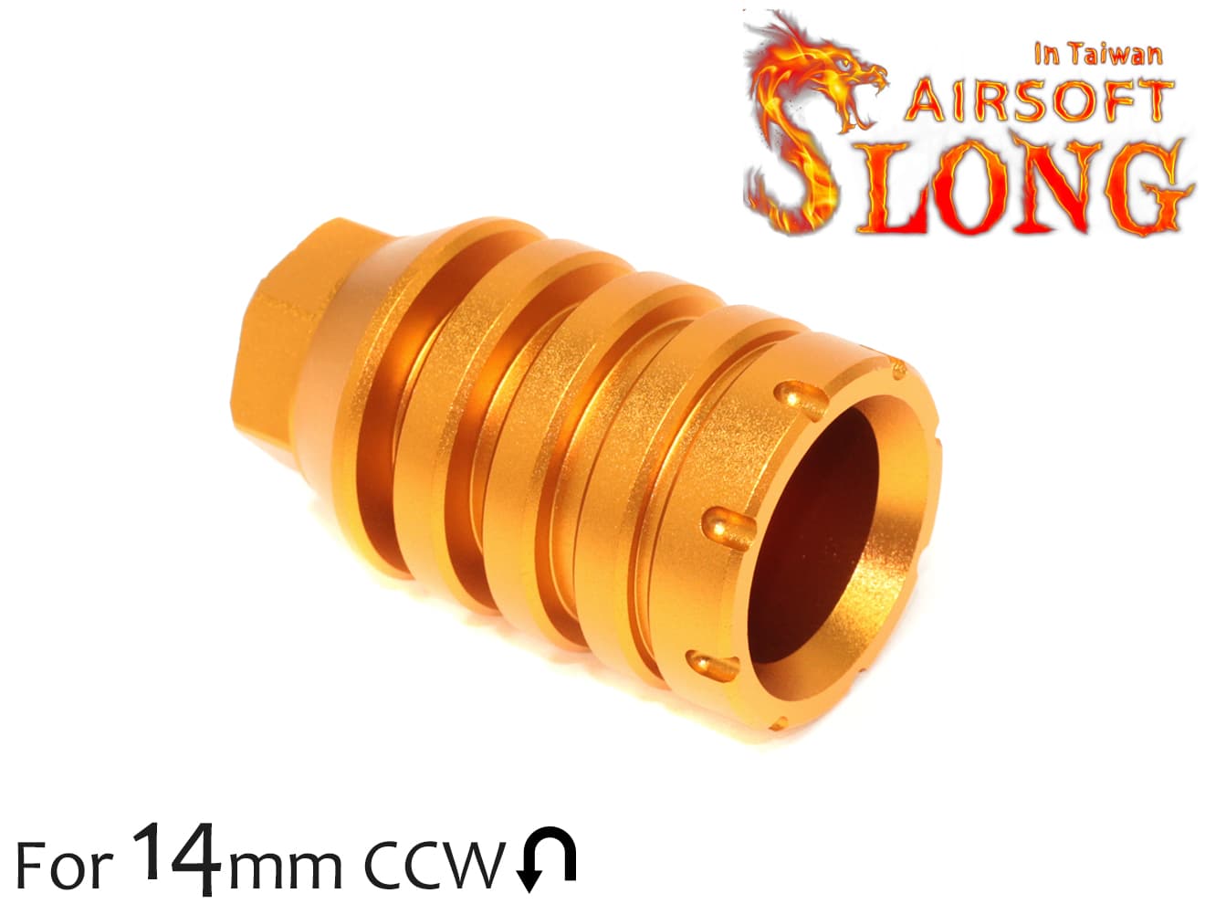 SLONG AIRSOFT ファイアドラゴン フラッシュハイダー ディープグルーブ 14mm逆ネジ [カラー：ブラック / オレンジ / ゴールド]