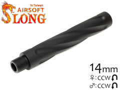 SLONG AIRSOFT 117mm アウターバレルエクステンション スパイラルフルート 14mm逆ネジ [カラー：ブラック / オレンジ / ゴールド]