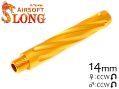 SLONG AIRSOFT 117mm アウターバレルエクステンション スパイラルフルート 14mm逆ネジ [カラー：ブラック / オレンジ / ゴールド]
