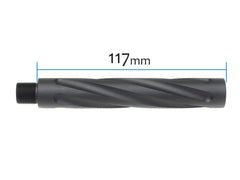 SLONG AIRSOFT 117mm アウターバレルエクステンション スパイラルフルート 14mm逆ネジ [カラー：ブラック / オレンジ / ゴールド]