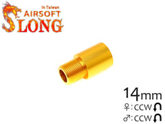 SLONG AIRSOFT 17mm アウターバレルエクステンション Φ18ストレート 14mm逆ネジ ゴールド