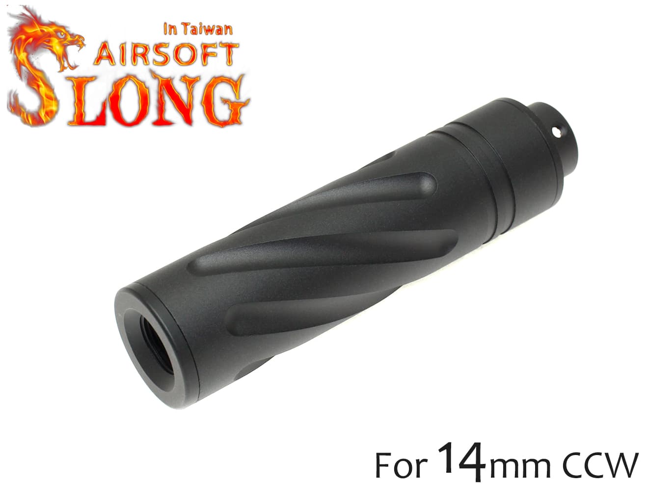 SLONG AIRSOFT 14mm逆ネジ スリムショートサプレッサー スパイラルフルート [アダプター：無し / 11mm変換アダプター]