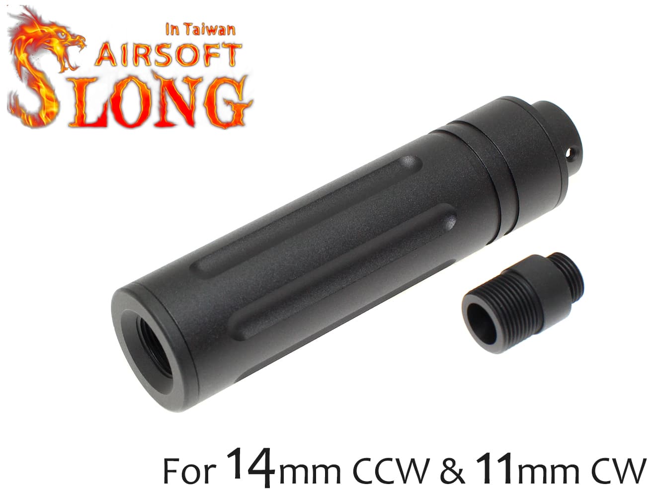 SLONG AIRSOFT 14mm逆ネジ スリムショートサプレッサー フルート [アダプター：無し / 11mm変換アダプター]