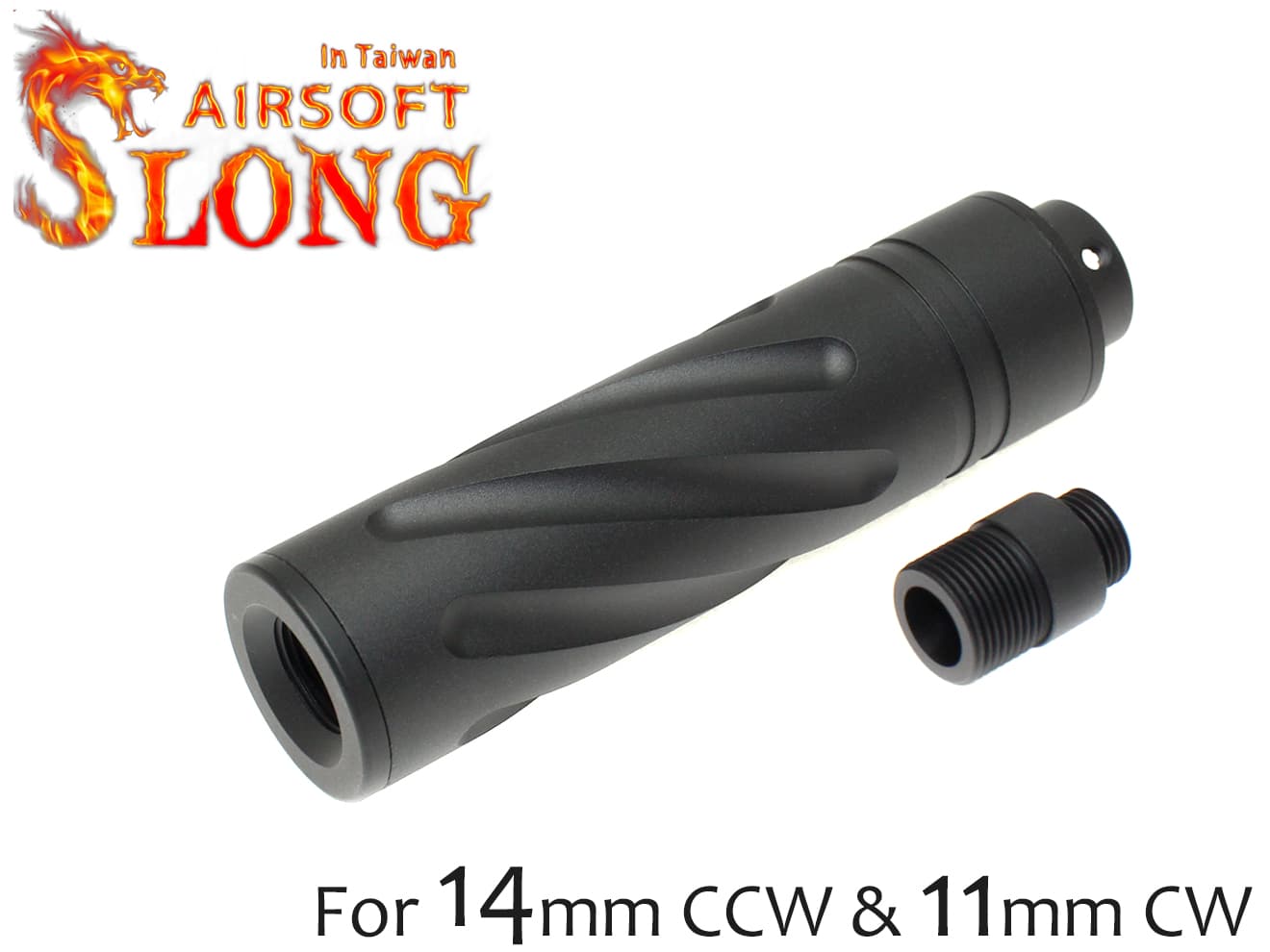 SLONG AIRSOFT 14mm逆ネジ スリムショートサプレッサー スパイラルフルート [アダプター：無し / 11mm変換アダプター]