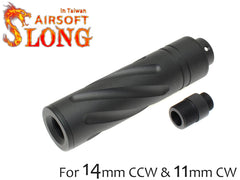 SLONG AIRSOFT 14mm逆ネジ スリムショートサプレッサー スパイラルフルート [アダプター：無し / 11mm変換アダプター]