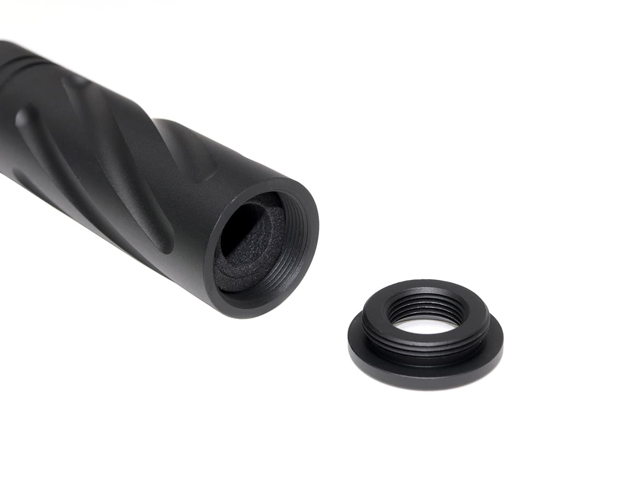 SLONG AIRSOFT 14mm逆ネジ スリムショートサプレッサー スパイラルフルート [アダプター：無し / 11mm変換アダプター]