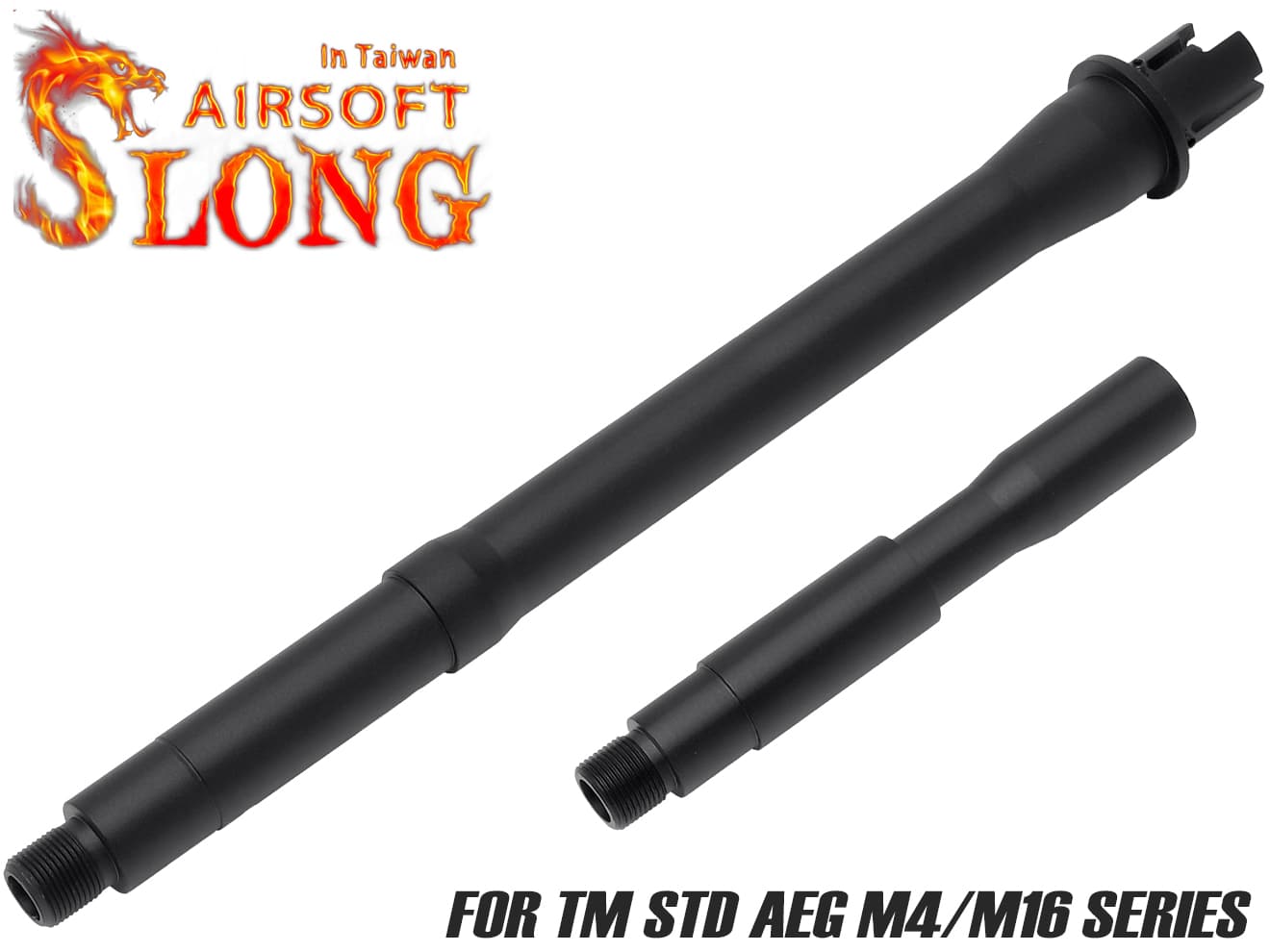 SLONG AIRSOFT アルミCNC 10.5 / 14.5インチ 2WAY ワンピースアウターバレル for AEG M4[カラー：ブラック / ゴールド]