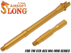 SLONG AIRSOFT アルミCNC 10.5 / 14.5インチ 2WAY ワンピースアウターバレル for AEG M4[カラー：ブラック / ゴールド]