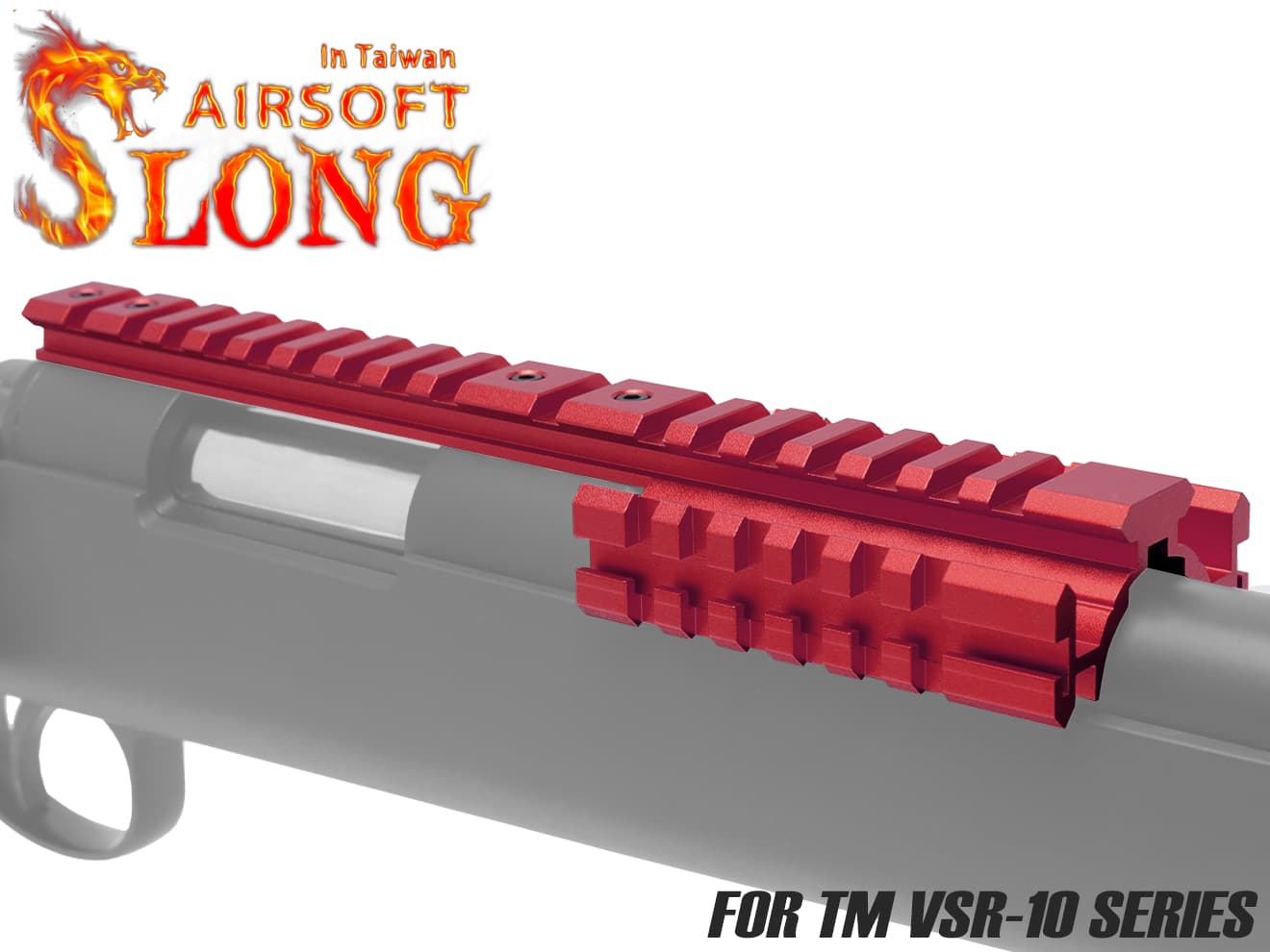 SLONG AIRSOFT アルミCNC トリプルレール スコープマウント VSR-10 [ブラック / ゴールド / レッド]【ゆうパケット可】