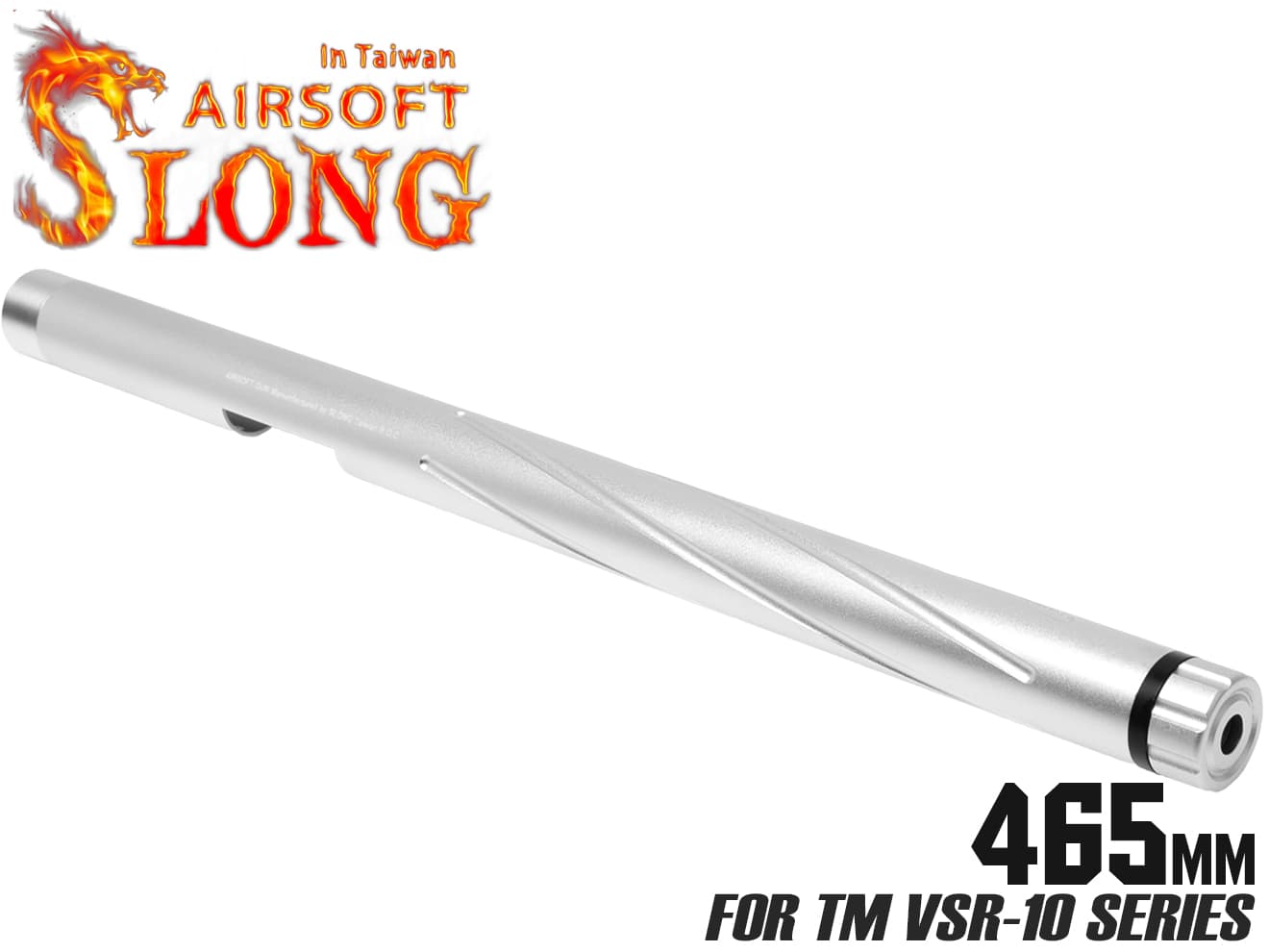 SLONG AIRSOFT アルミCNC スパイラルフルート アウターバレル 465mm for VSR-10 [カラー：ブラック / ゴールド / レッド / シルバー]