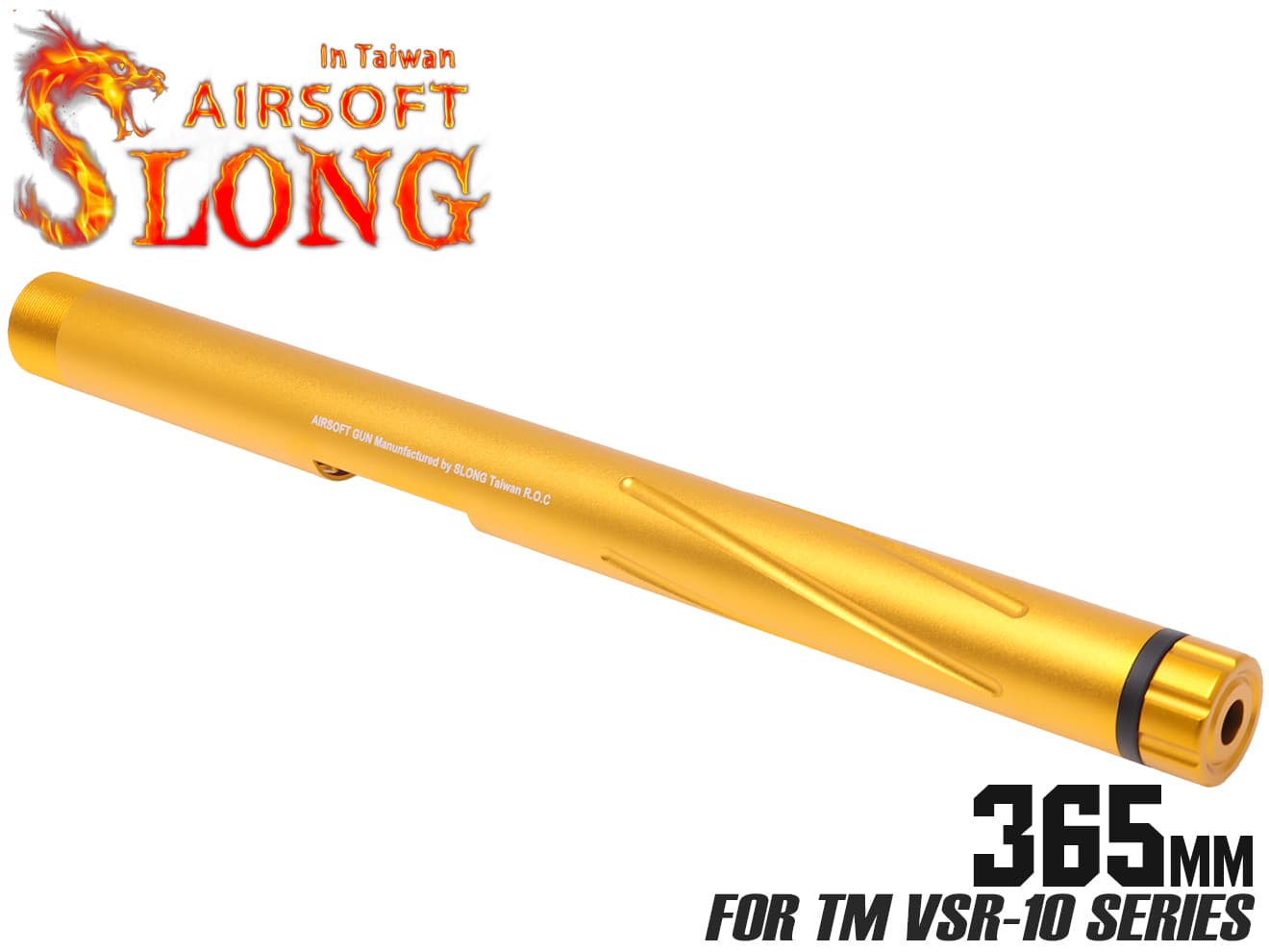 SLONG AIRSOFT アルミCNC スパイラルフルート アウターバレル 365mm for VSR-10 [カラー：ブラック / ゴールド / レッド / シルバー]