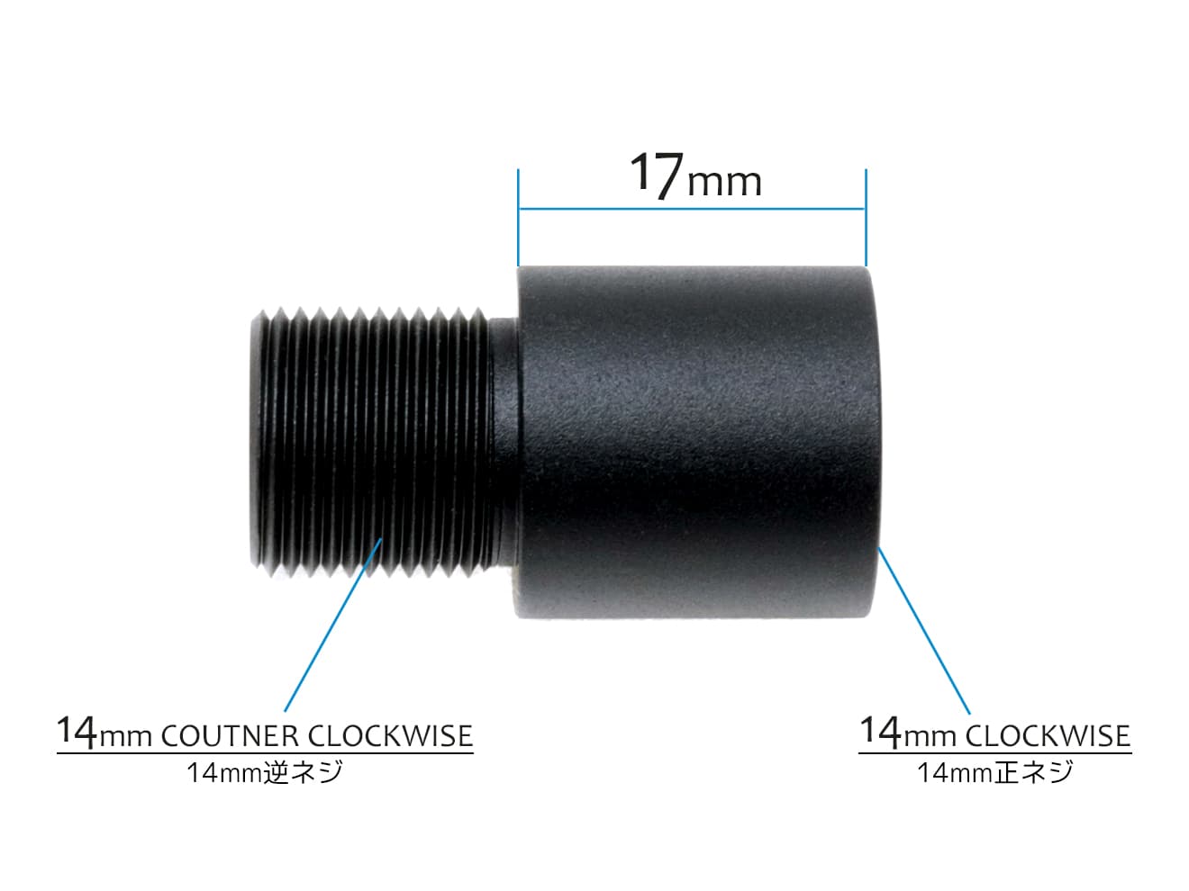 SLONG AIRSOFT 14mm正→14mm逆 アウターバレル変換アダプター 18mm [カラー：ブラック / ゴールド]