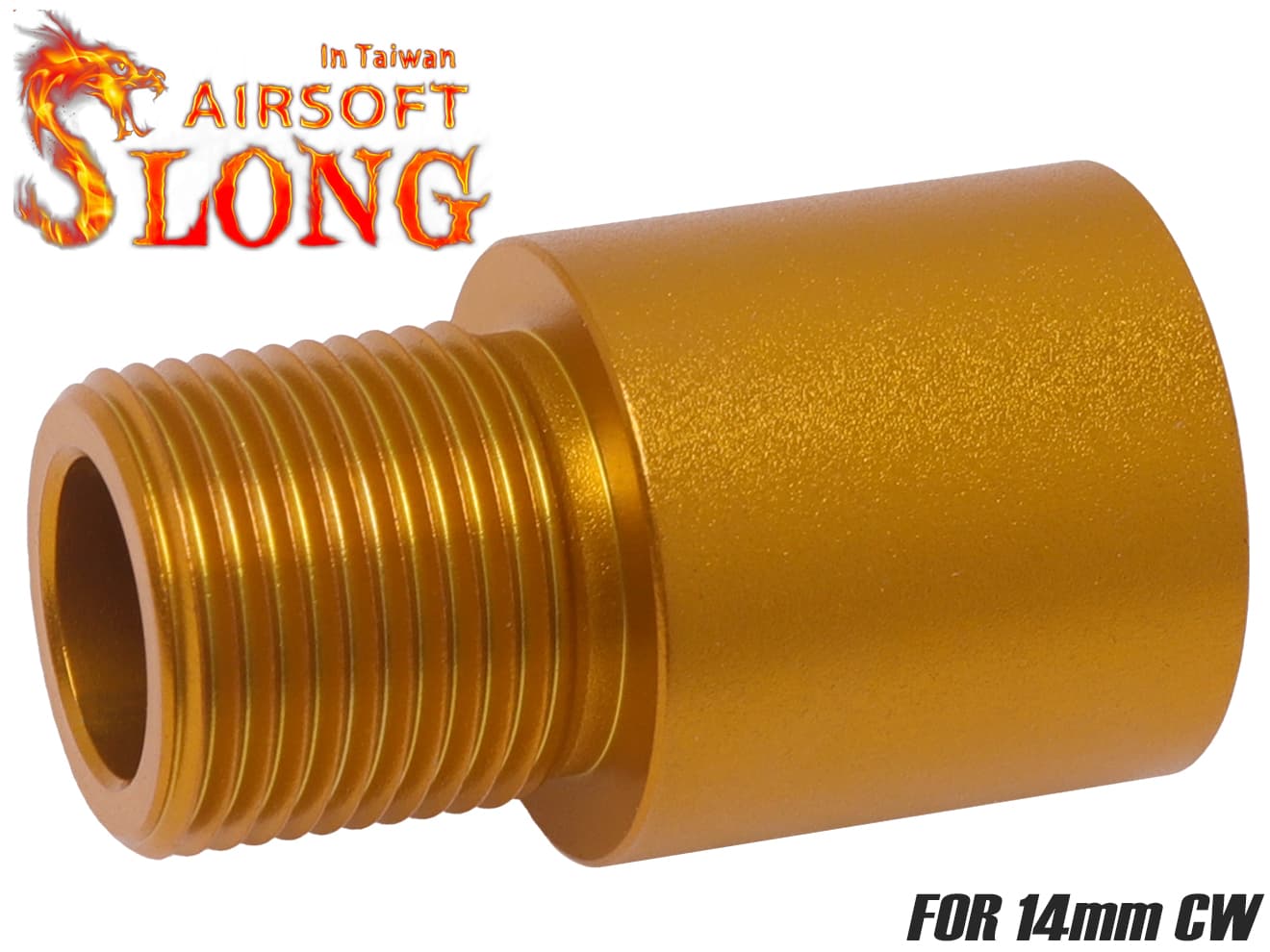 SLONG AIRSOFT 14mm正→14mm逆 アウターバレル変換アダプター 18mm [カラー：ブラック / ゴールド]