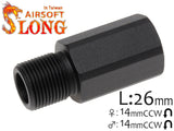 SLONG AIRSOFT バレルエクステンション 26mm 14mm逆ネジ/14mm逆ネジ [タイプ：A / B / C / D]