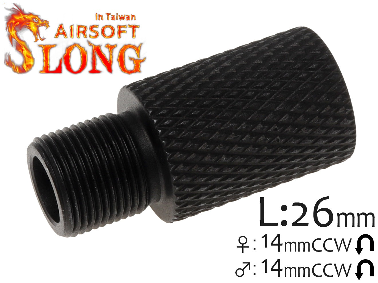 SLONG AIRSOFT バレルエクステンション 26mm 14mm逆ネジ/14mm逆ネジ [タイプ：A / B / C / D]