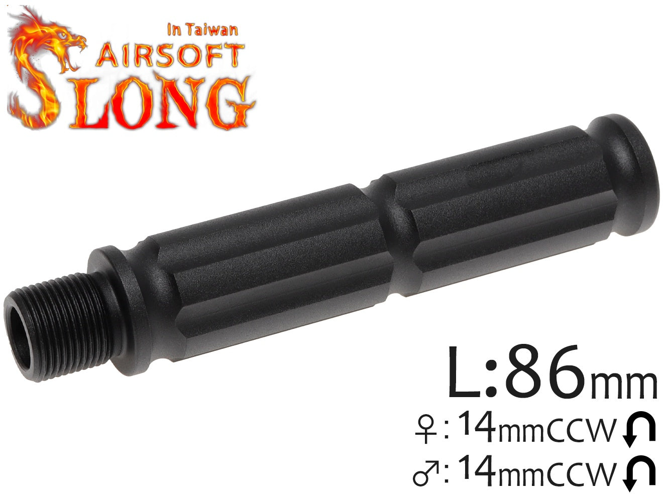 SLONG AIRSOFT バレルエクステンション 86mm 14mm逆ネジ/14mm逆ネジ [タイプ：A / B / C / D / E]