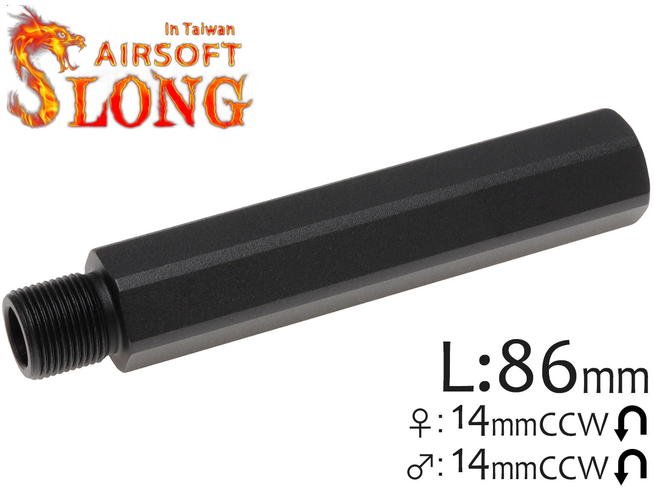 SLONG AIRSOFT バレルエクステンション 86mm 14mm逆ネジ/14mm逆ネジ [タイプ：A / B / C / D / E]