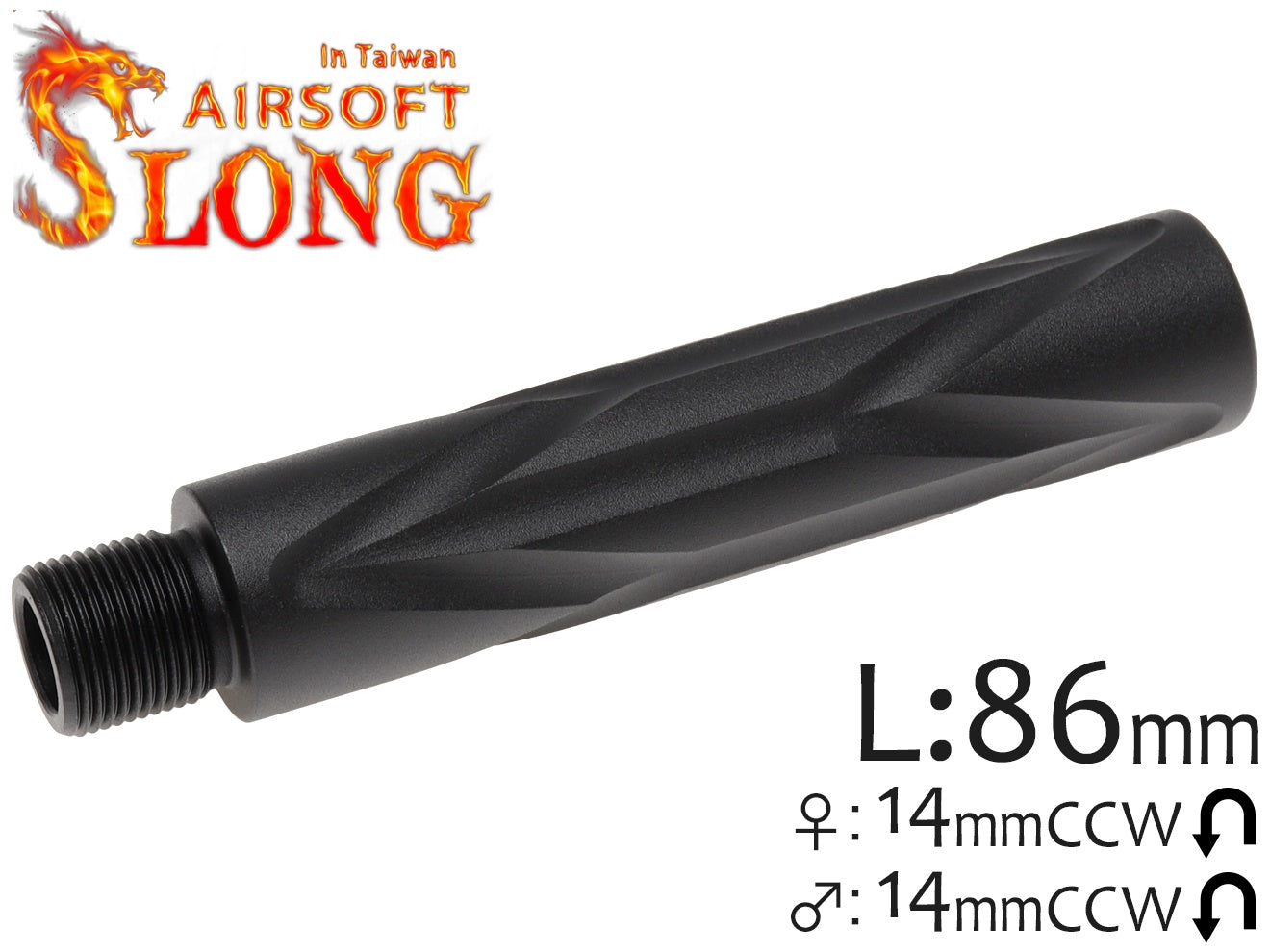 SLONG AIRSOFT バレルエクステンション 86mm 14mm逆ネジ/14mm逆ネジ [タイプ：A / B / C / D / E]