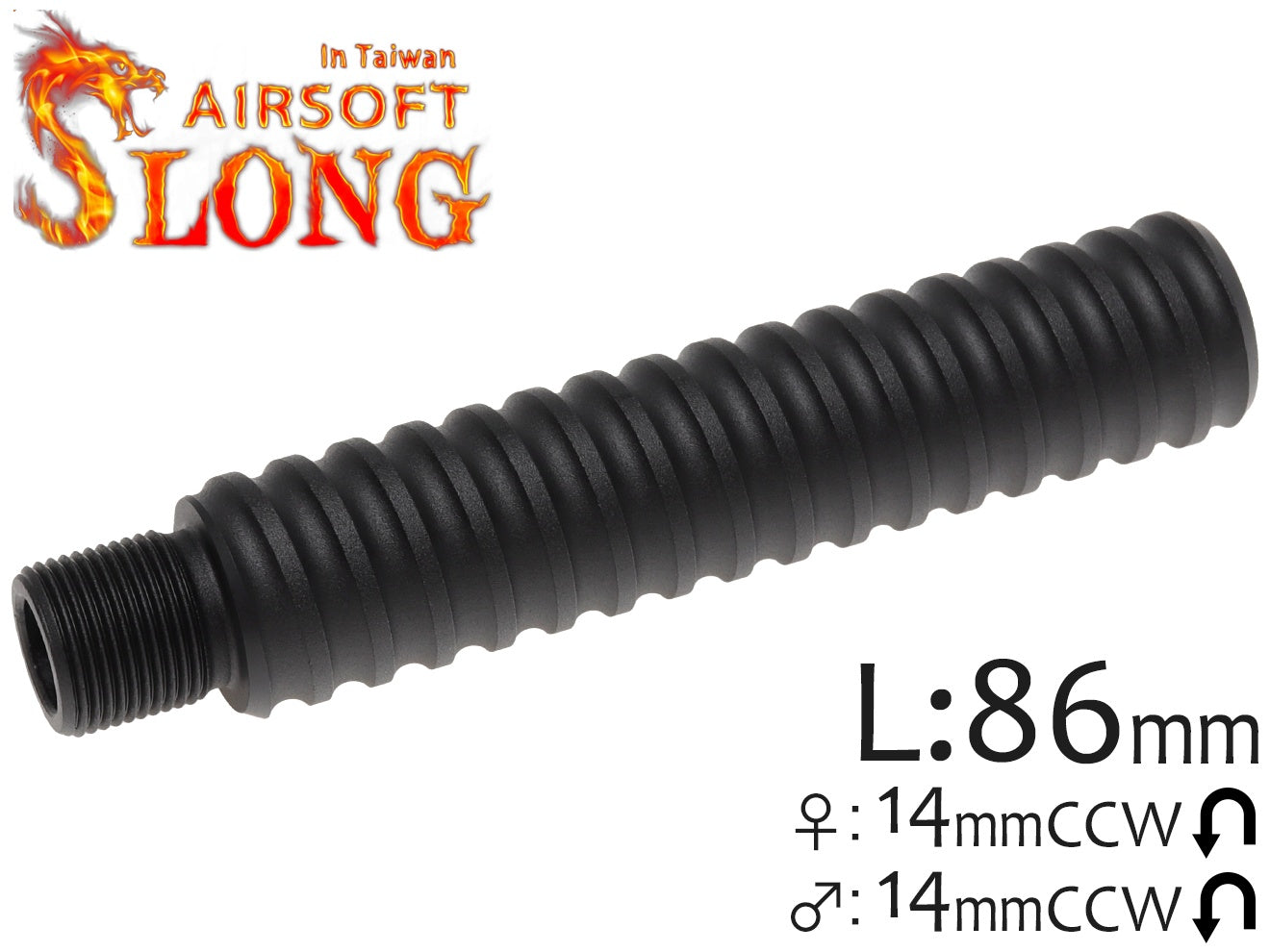 SLONG AIRSOFT バレルエクステンション 86mm 14mm逆ネジ/14mm逆ネジ [タイプ：A / B / C / D / E]