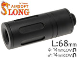 SLONG AIRSOFT ワイド サプレッサー バレルエクステンション 68mm 14mm逆ネジ/14mm逆ネジ [タイプ：フルート / プレーン]