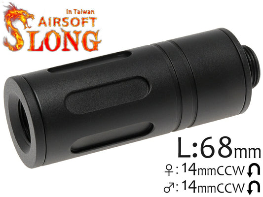 SLONG AIRSOFT ワイド サプレッサー バレルエクステンション 68mm 14mm逆ネジ/14mm逆ネジ [タイプ：フルート / プレーン]