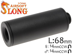 SLONG AIRSOFT ワイド サプレッサー バレルエクステンション 68mm 14mm逆ネジ/14mm逆ネジ [タイプ：フルート / プレーン]
