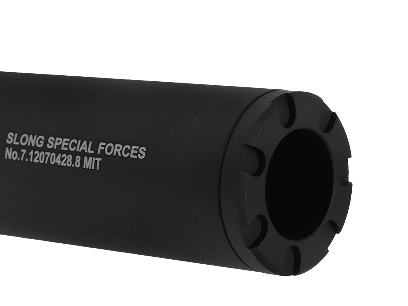 SLONG AIRSOFT ワイドホール ショートサプレッサー for 14mmCCW BK [デザイン：ディンプル / マーキング / スパイラルフルート / フルート]